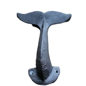Cast Iron Whale Tail Wall Hook Nautical Bathroom Door Towel Coat Hanger 5.5"